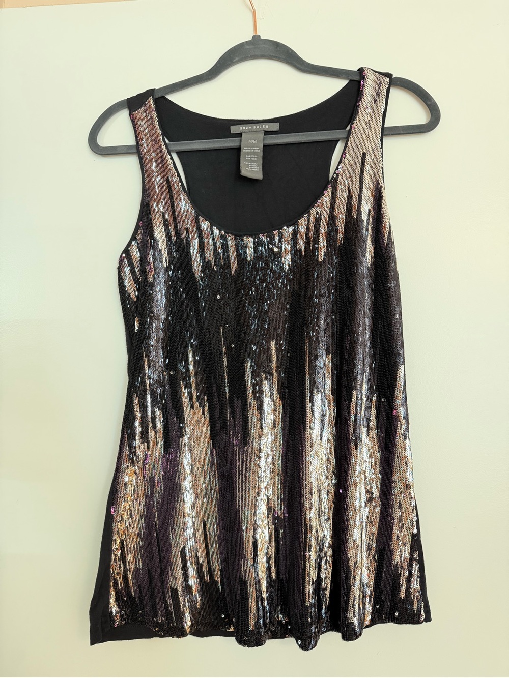 City Studio Black Sequin Ombre Tank Top